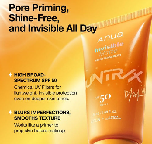 Anua Invisible Matte Finish Sunscreen SPF 50+ PA++++ (Huntrix Edition)